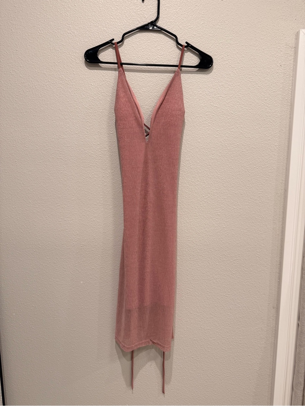 Fashion Nova Rose Pink Deep V Midi Slip Dress